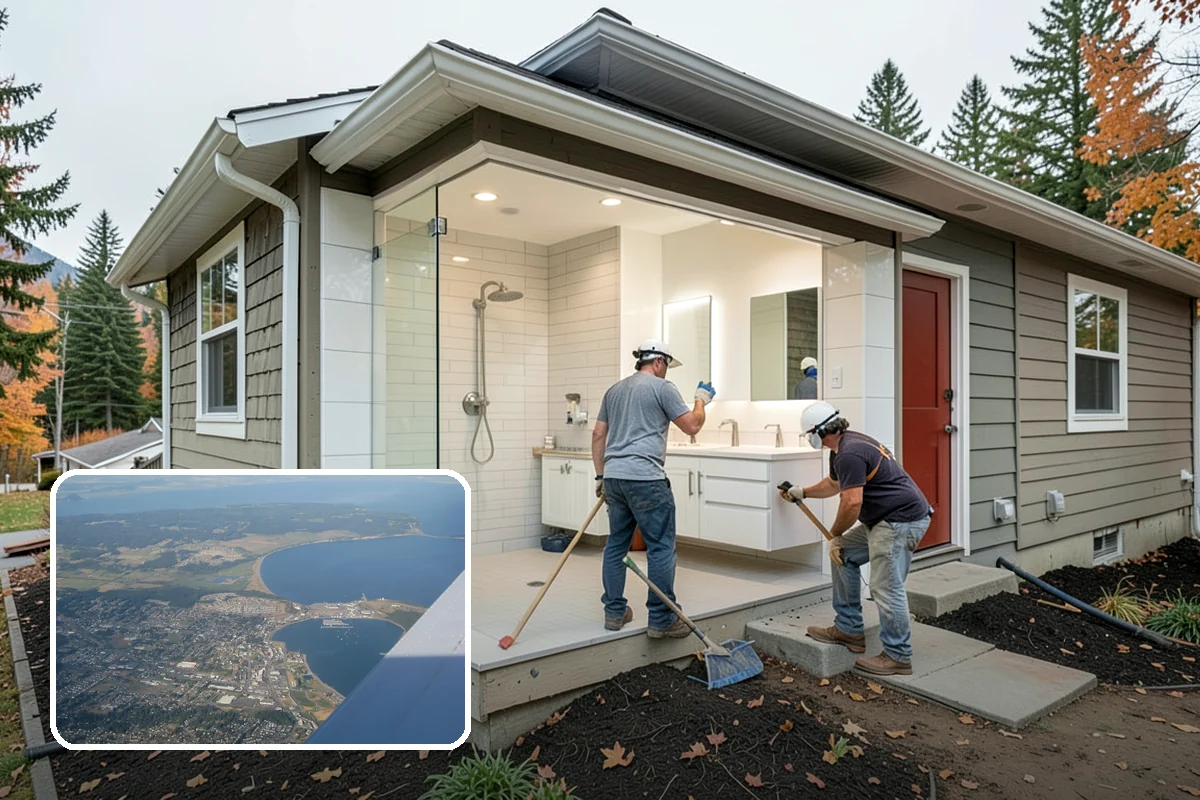 Post and Beam Framing in Oak Harbor, Island County, WA - Open, column-free spaces created by heavy timber spans