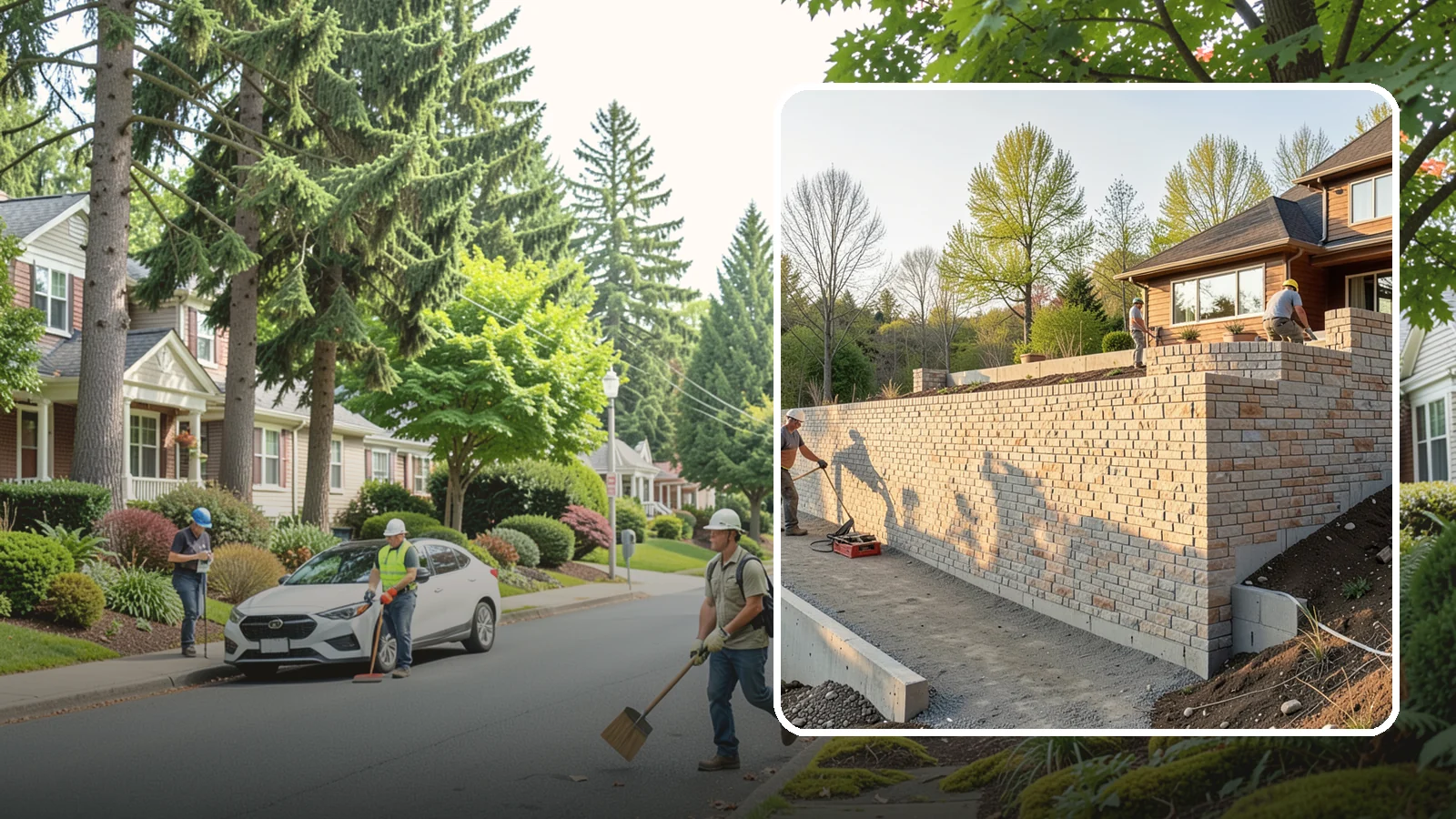 Poured Concrete Retaining Wall in Beaux Arts Village, King County, WA - Forming and pouring a solid reinforced concrete wall for maximum strength on tall or heavily loaded slopes.