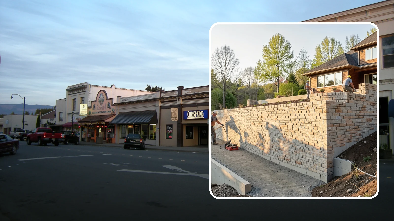 Poured Concrete Retaining Wall in Burlington, Skagit County, WA - Forming and pouring a solid reinforced concrete wall for maximum strength on tall or heavily loaded slopes.