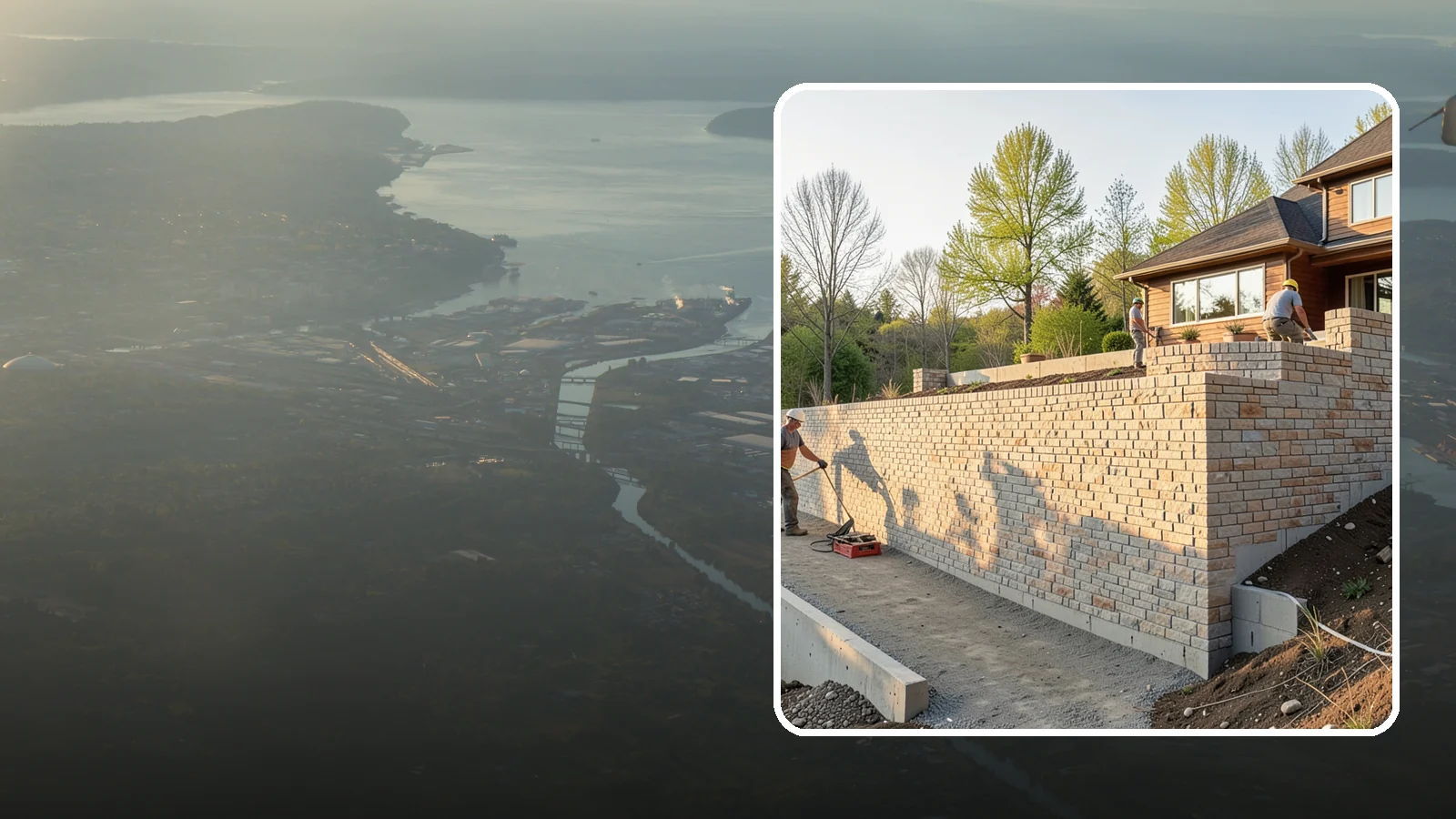 Poured Concrete Retaining Wall in Fife, Pierce County, WA - Forming and pouring a solid reinforced concrete wall for maximum strength on tall or heavily loaded slopes.