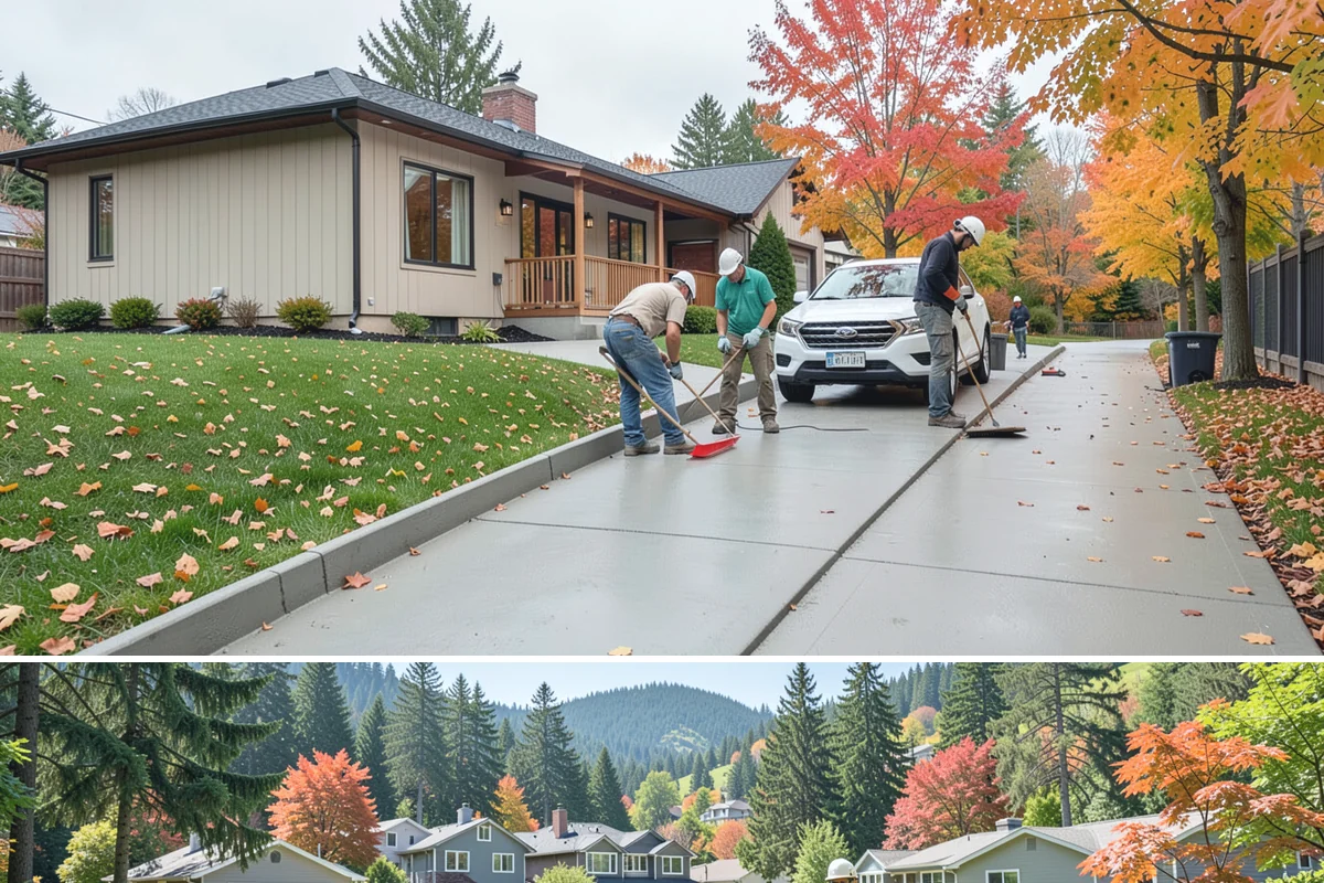 Poured Concrete Retaining Wall in Fircrest, Pierce County, WA - Pouring is scheduled around dry, moderate weather so the concrete cures properly, making late spring through early fall ideal.