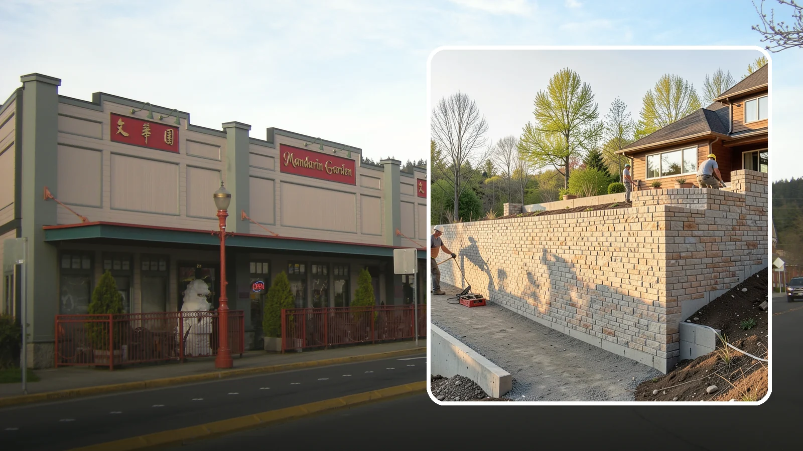 Poured Concrete Retaining Wall in Issaquah, King County, WA - Forming and pouring a solid reinforced concrete wall for maximum strength on tall or heavily loaded slopes.
