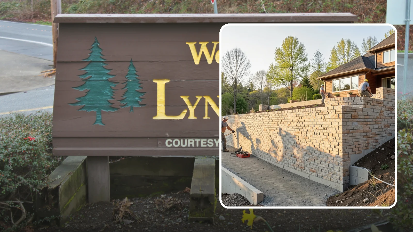 Poured Concrete Retaining Wall in Lynnwood, Snohomish County, WA - Forming and pouring a solid reinforced concrete wall for maximum strength on tall or heavily loaded slopes.