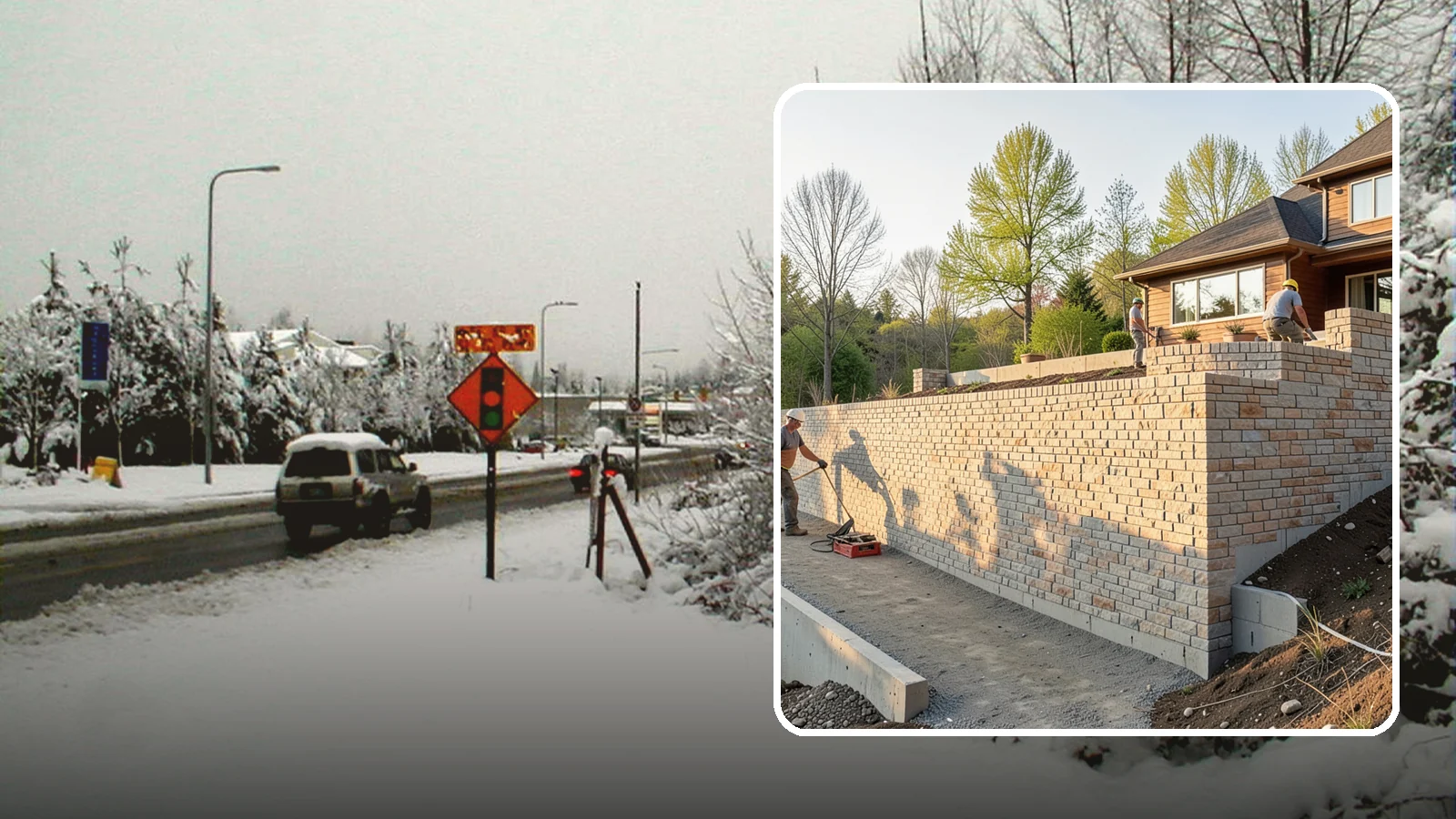 Poured Concrete Retaining Wall in Newcastle, King County, WA - Forming and pouring a solid reinforced concrete wall for maximum strength on tall or heavily loaded slopes.