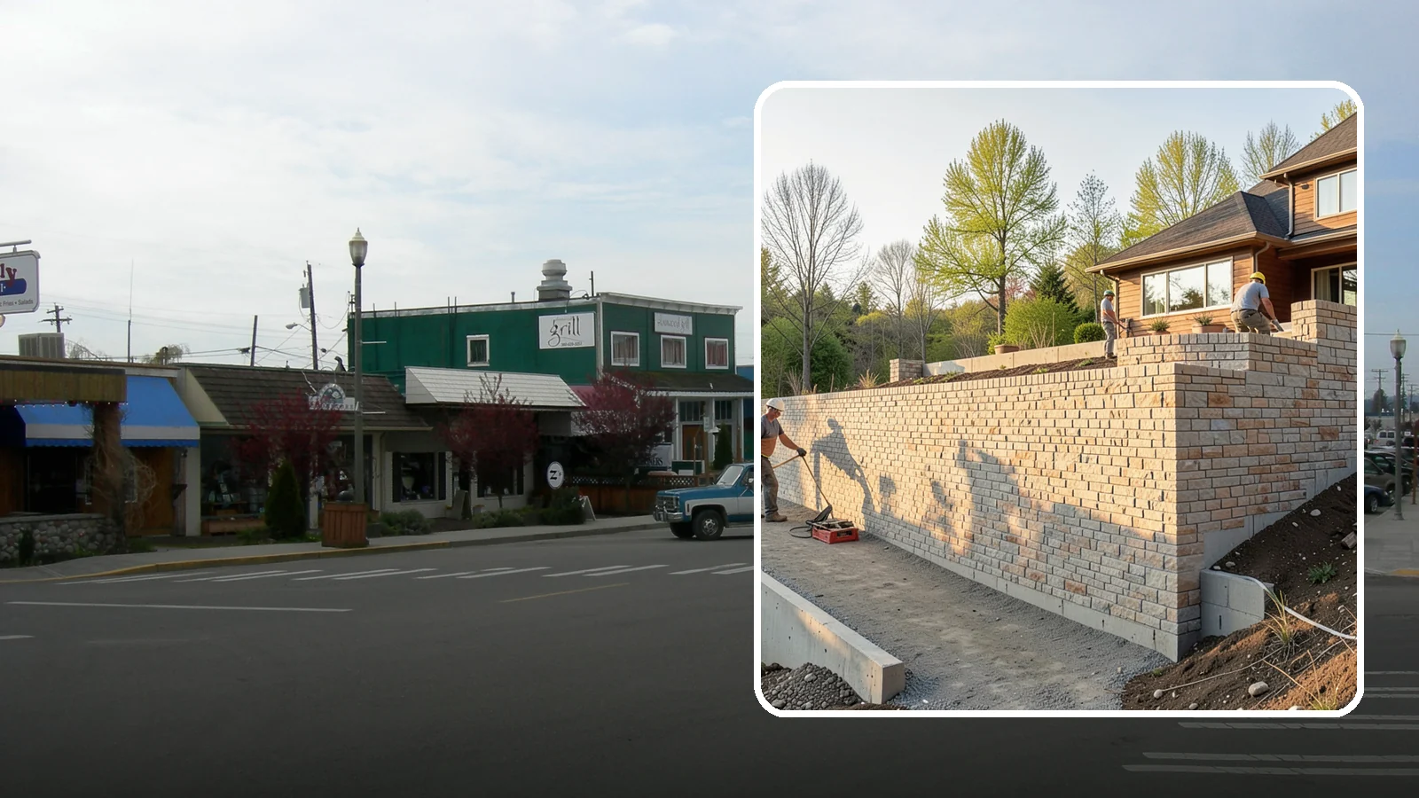 Poured Concrete Retaining Wall in Stanwood, Snohomish County, WA - Forming and pouring a solid reinforced concrete wall for maximum strength on tall or heavily loaded slopes.