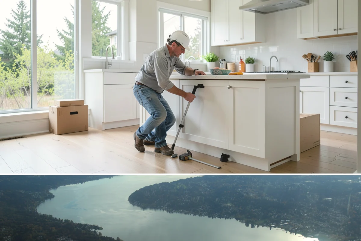 Pressure-Treated Deck Installation in Sammamish, King County, WA - We build pressure-treated decks year-round, and it's best to let the lumber dry a few weeks before staining, which favors summer...