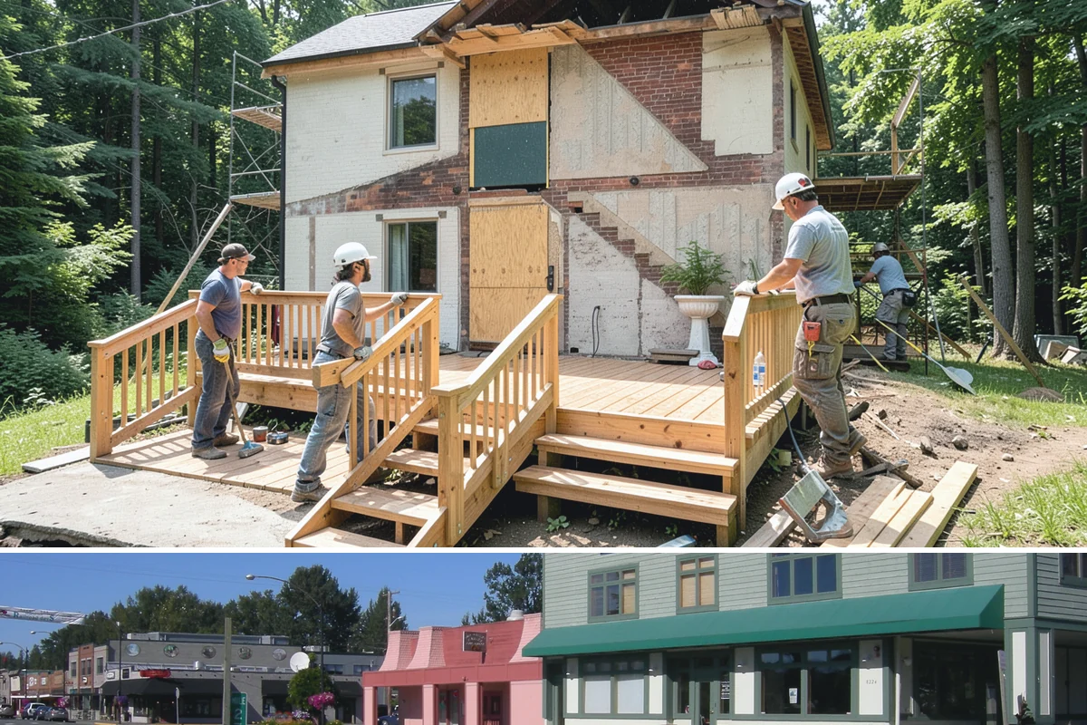 Pressure-Treated Deck Installation in Snoqualmie, King County, WA - We build pressure-treated decks year-round, and it's best to let the lumber dry a few weeks before staining, which favors summer...
