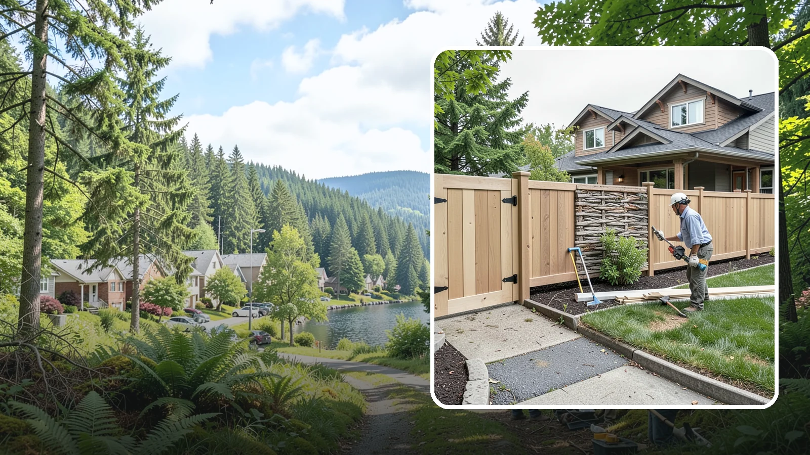 Privacy Fence Installation in Lake Forest Park, King County, WA - A full-height privacy fence that blocks sightlines and buffers noise around your outdoor space.