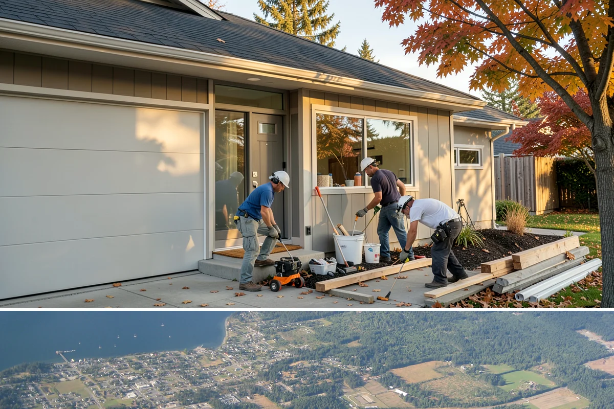 Privacy Screen Installation in Coupeville, Island County, WA - Dry-season installation lets footings cure and finishes bond before winter dampness.