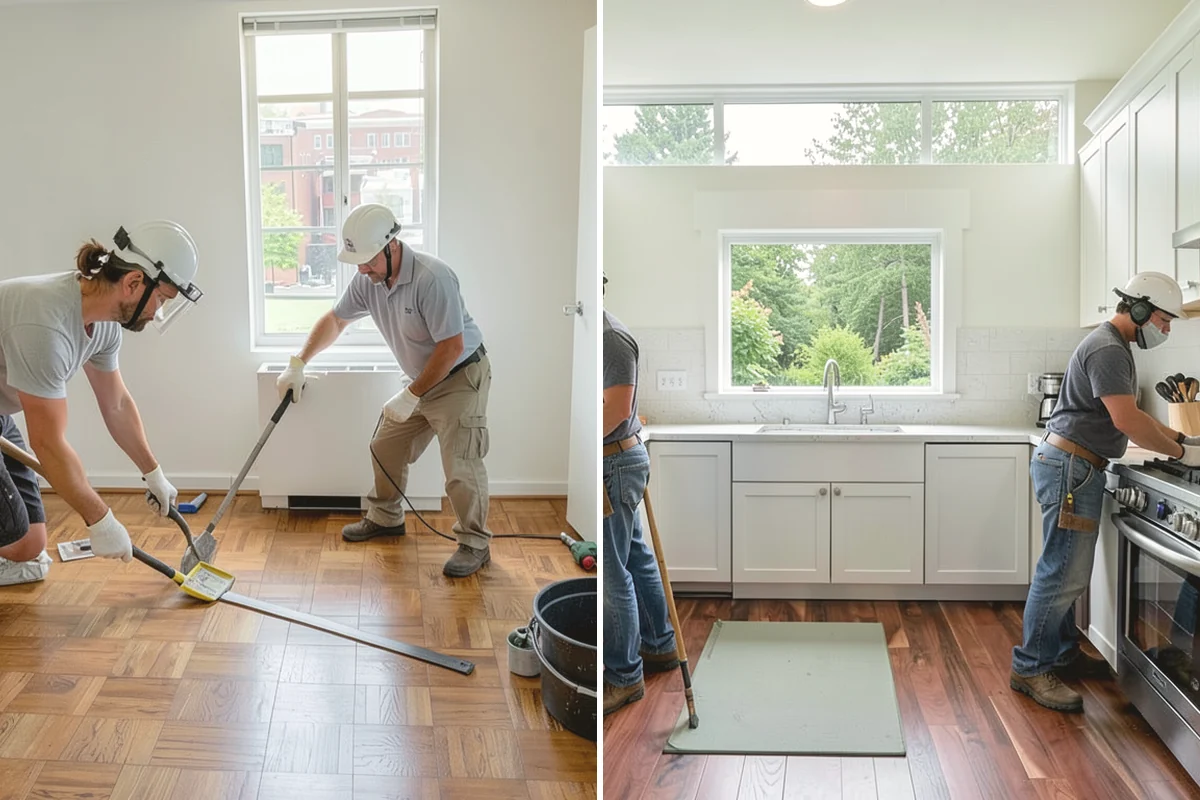 Quartz Countertop Installation in Burien, King County, WA - Template cabinets after they are installed and level