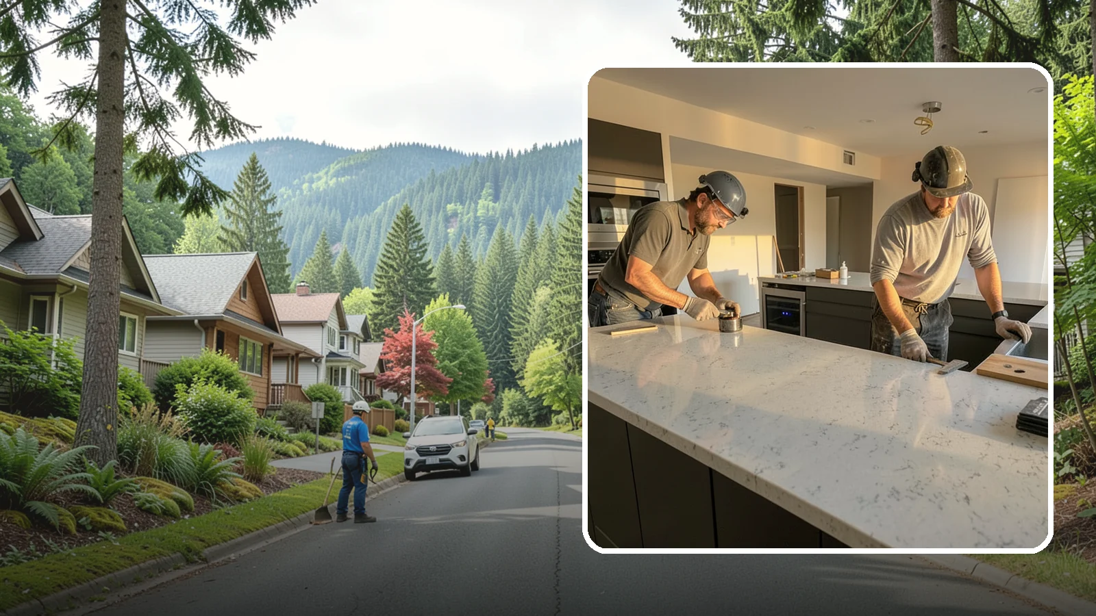 Quartz Countertop Installation in Darrington, Snohomish County, WA - Durable, low-maintenance quartz countertop installation with consistent patterns and stain-resistant surfaces for busy kitchens.