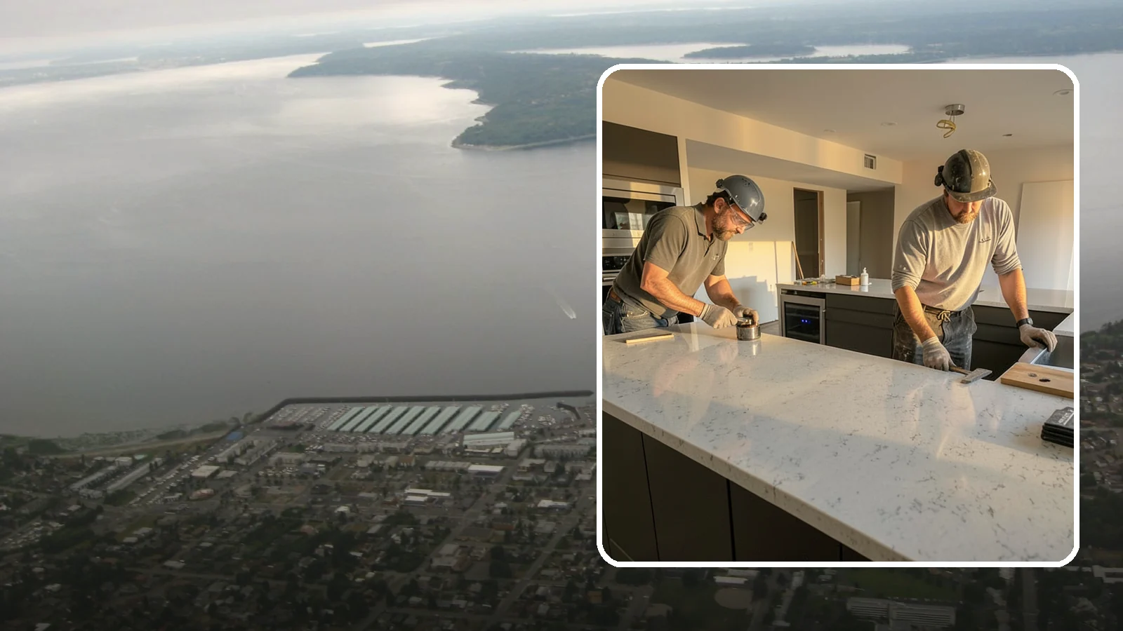 Quartz Countertop Installation in Des Moines, King County, WA - Durable, low-maintenance quartz countertop installation with consistent patterns and stain-resistant surfaces for busy kitchens.