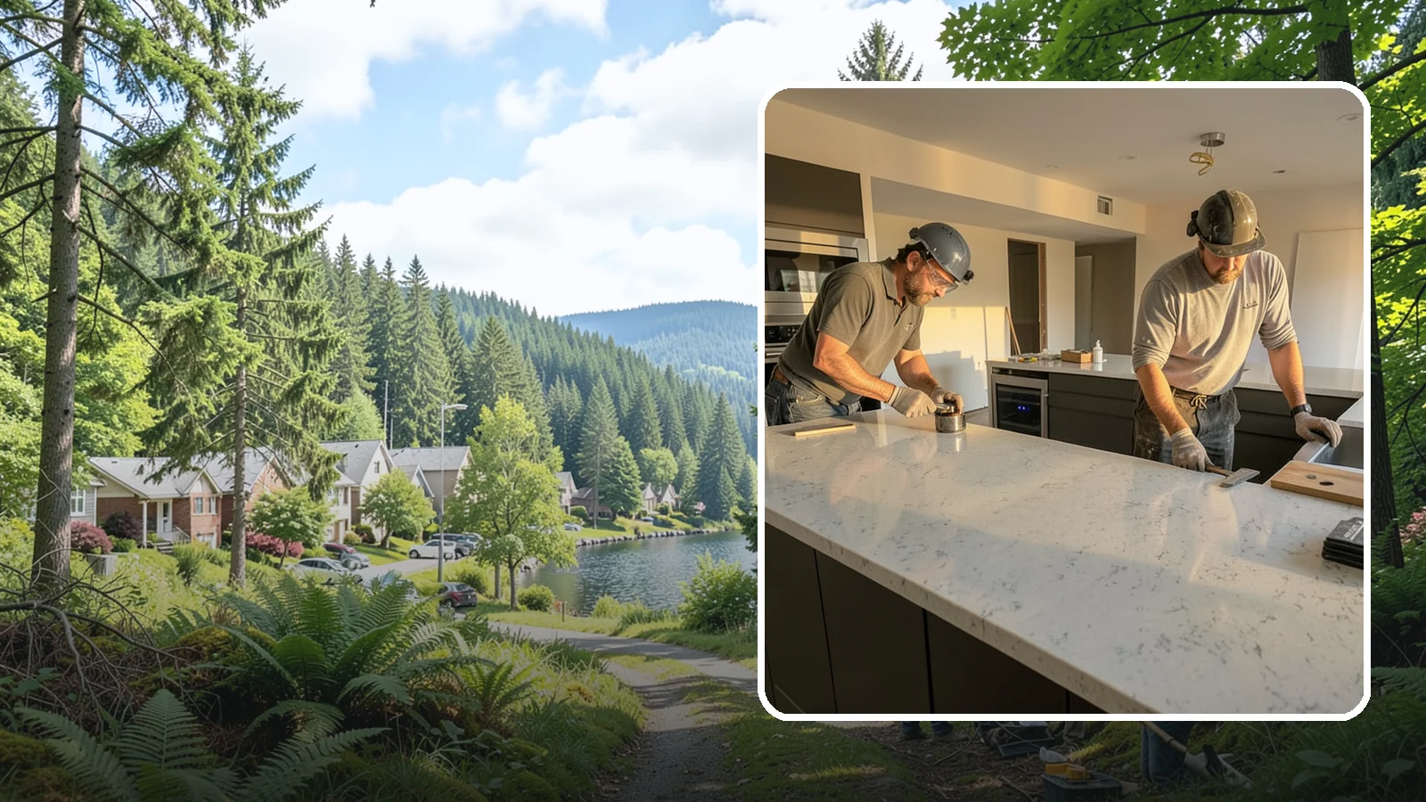 Quartz Countertop Installation in Lake Forest Park, King County, WA - Durable, low-maintenance quartz countertop installation with consistent patterns and stain-resistant surfaces for busy kitchens.