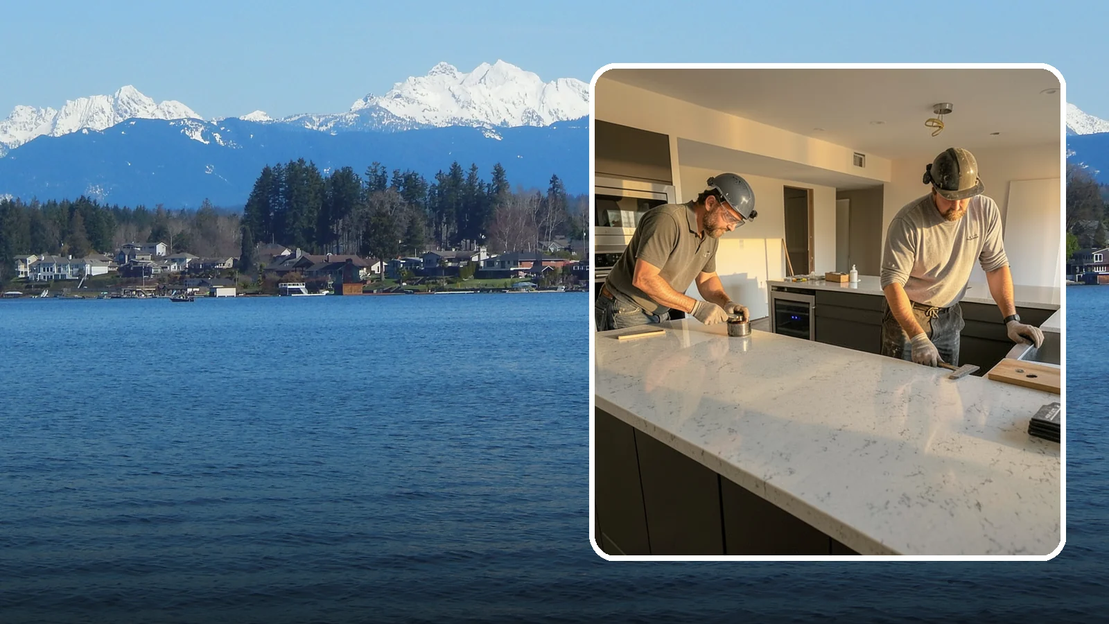 Quartz Countertop Installation in Lake Stevens, Snohomish County, WA - Durable, low-maintenance quartz countertop installation with consistent patterns and stain-resistant surfaces for busy kitchens.