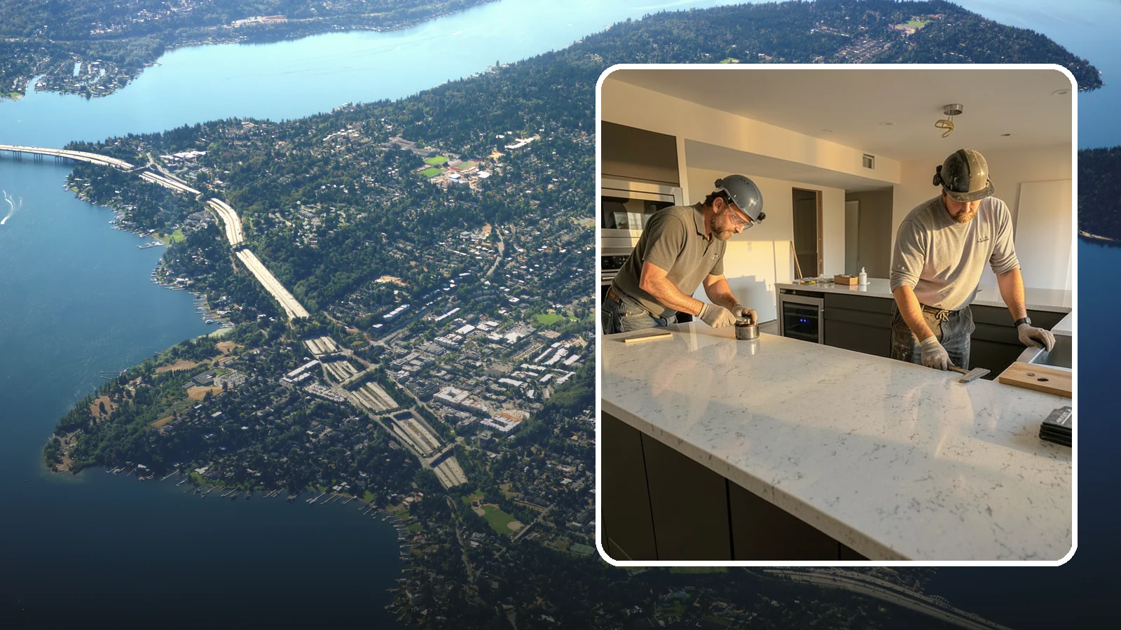 Quartz Countertop Installation in Mercer Island, King County, WA - Durable, low-maintenance quartz countertop installation with consistent patterns and stain-resistant surfaces for busy kitchens.