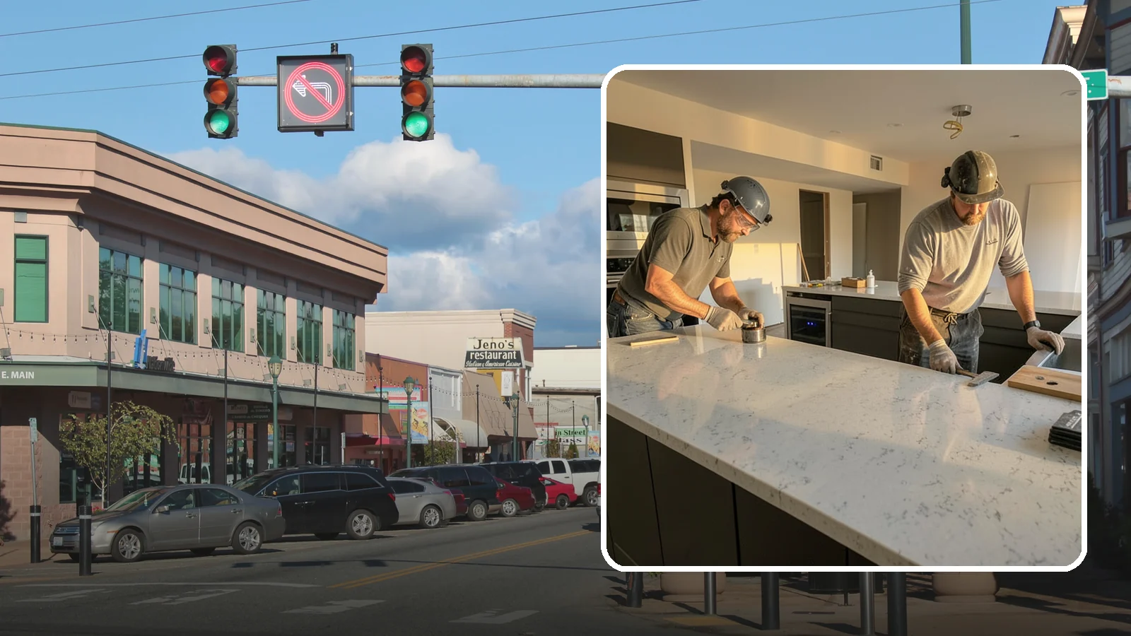 Quartz Countertop Installation in Monroe, Snohomish County, WA - Durable, low-maintenance quartz countertop installation with consistent patterns and stain-resistant surfaces for busy kitchens.