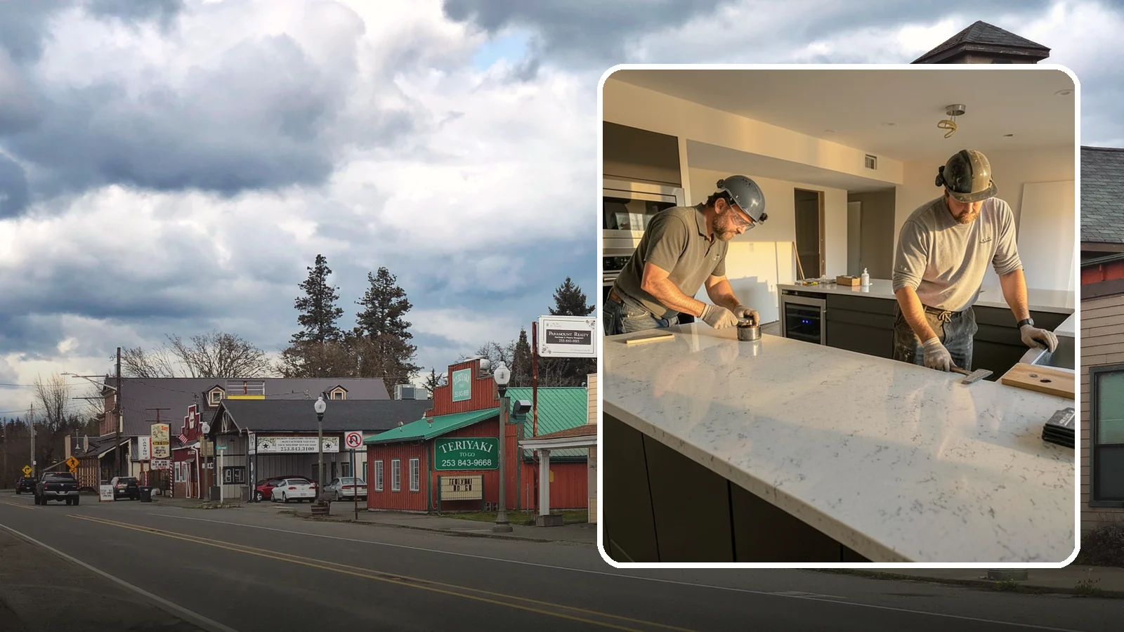 Quartz Countertop Installation in Roy, Pierce County, WA - Durable, low-maintenance quartz countertop installation with consistent patterns and stain-resistant surfaces for busy kitchens.