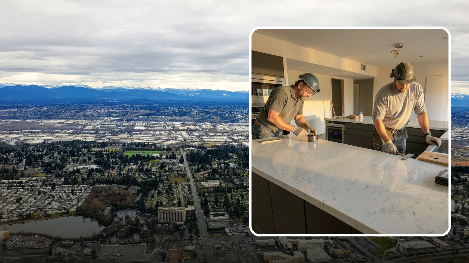 Quartz Countertop Installation in SeaTac, King County, WA - Durable, low-maintenance quartz countertop installation with consistent patterns and stain-resistant surfaces for busy kitchens.