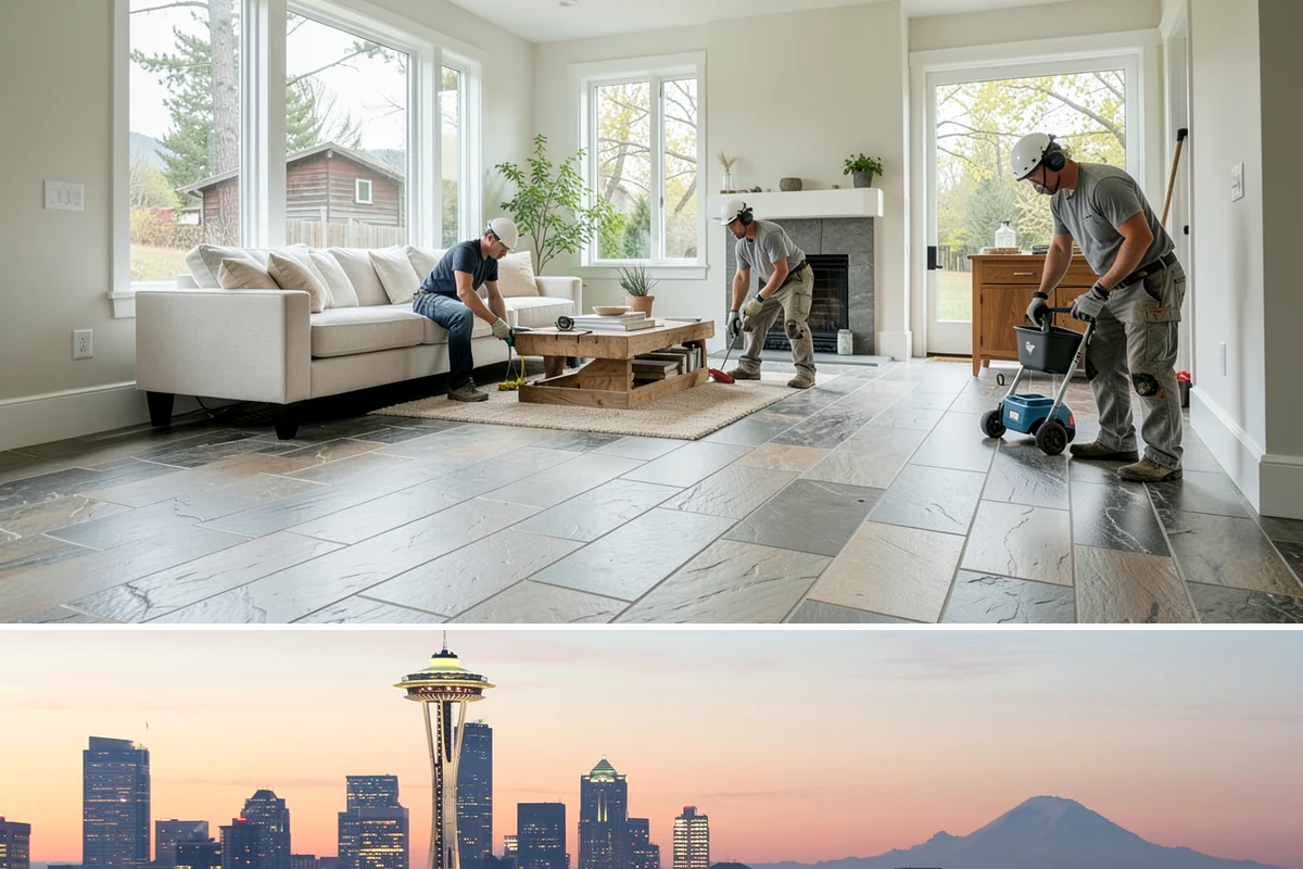 Quartz Countertop Installation in Seattle, King County, WA - Quartz installation is an indoor process available year-round, so PNW rain never delays your kitchen project.