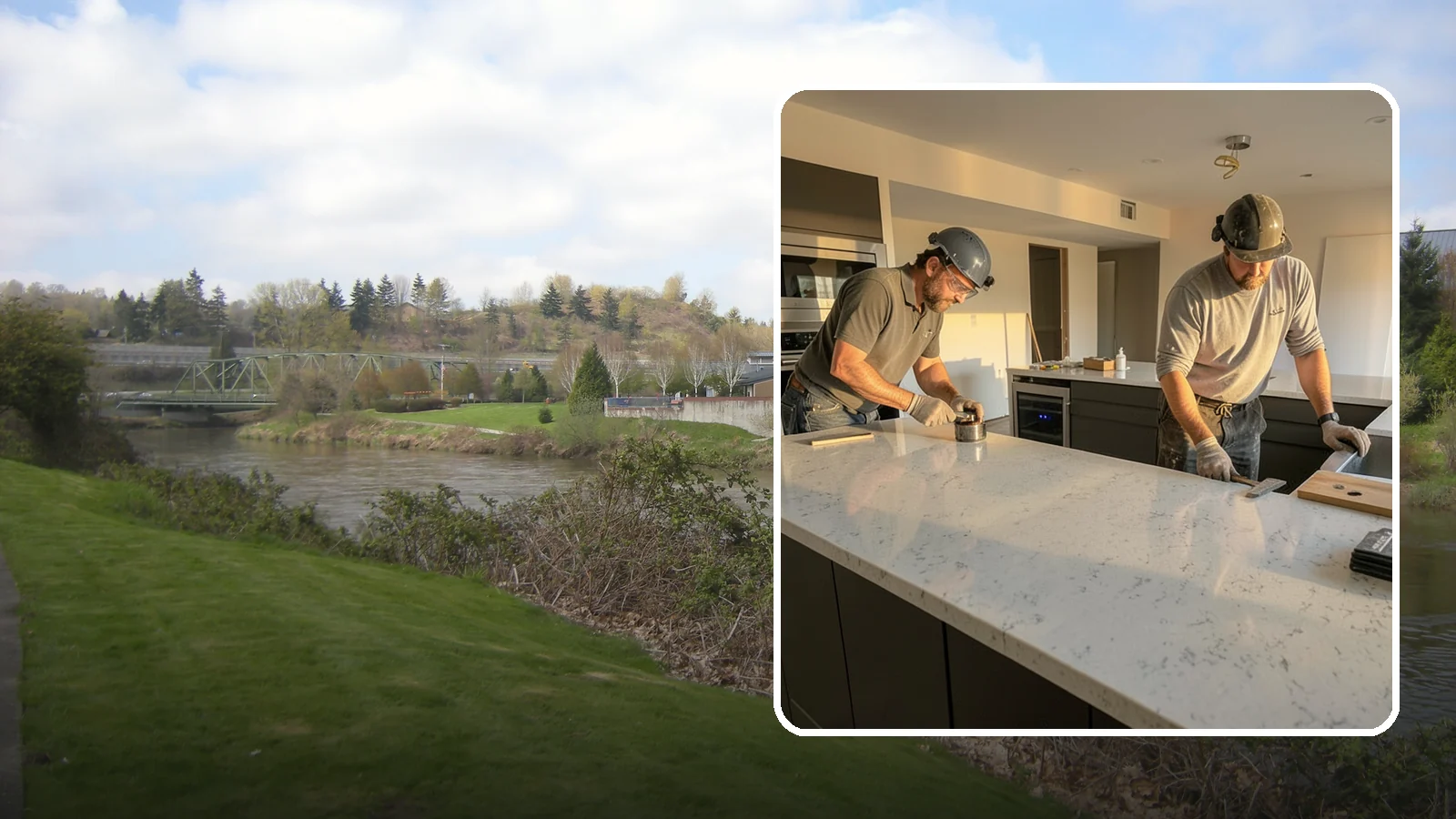 Quartz Countertop Installation in Tukwila, King County, WA - Durable, low-maintenance quartz countertop installation with consistent patterns and stain-resistant surfaces for busy kitchens.