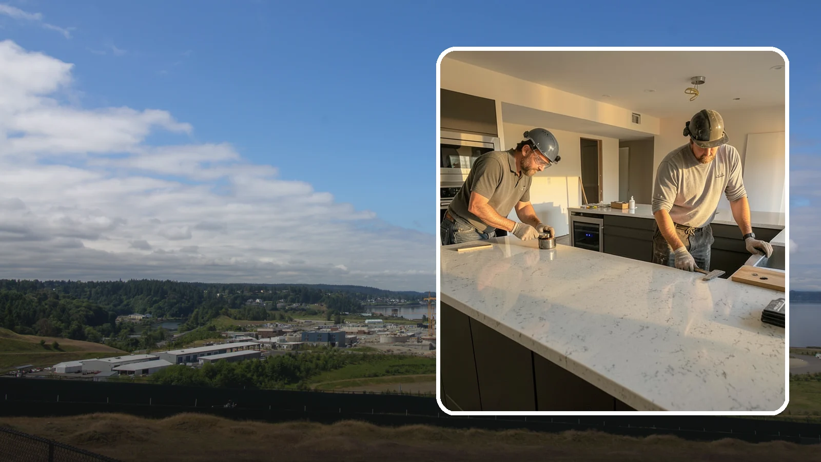 Quartz Countertop Installation in University Place, Pierce County, WA - Durable, low-maintenance quartz countertop installation with consistent patterns and stain-resistant surfaces for busy kitchens.