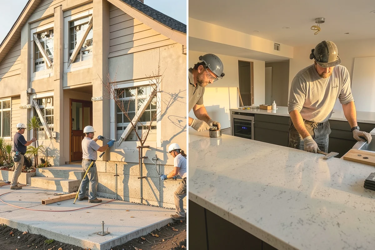 Quartzite Countertop Installation in Duvall, King County, WA - Select quartzite slabs and plan the layout