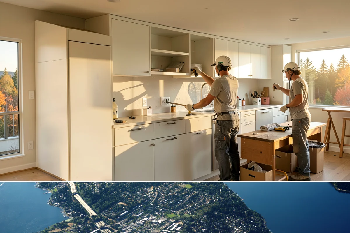 Quartzite Countertop Installation in Mercer Island, King County, WA - Quartzite installs indoors any time of year, unaffected by Western Washington's wet season.