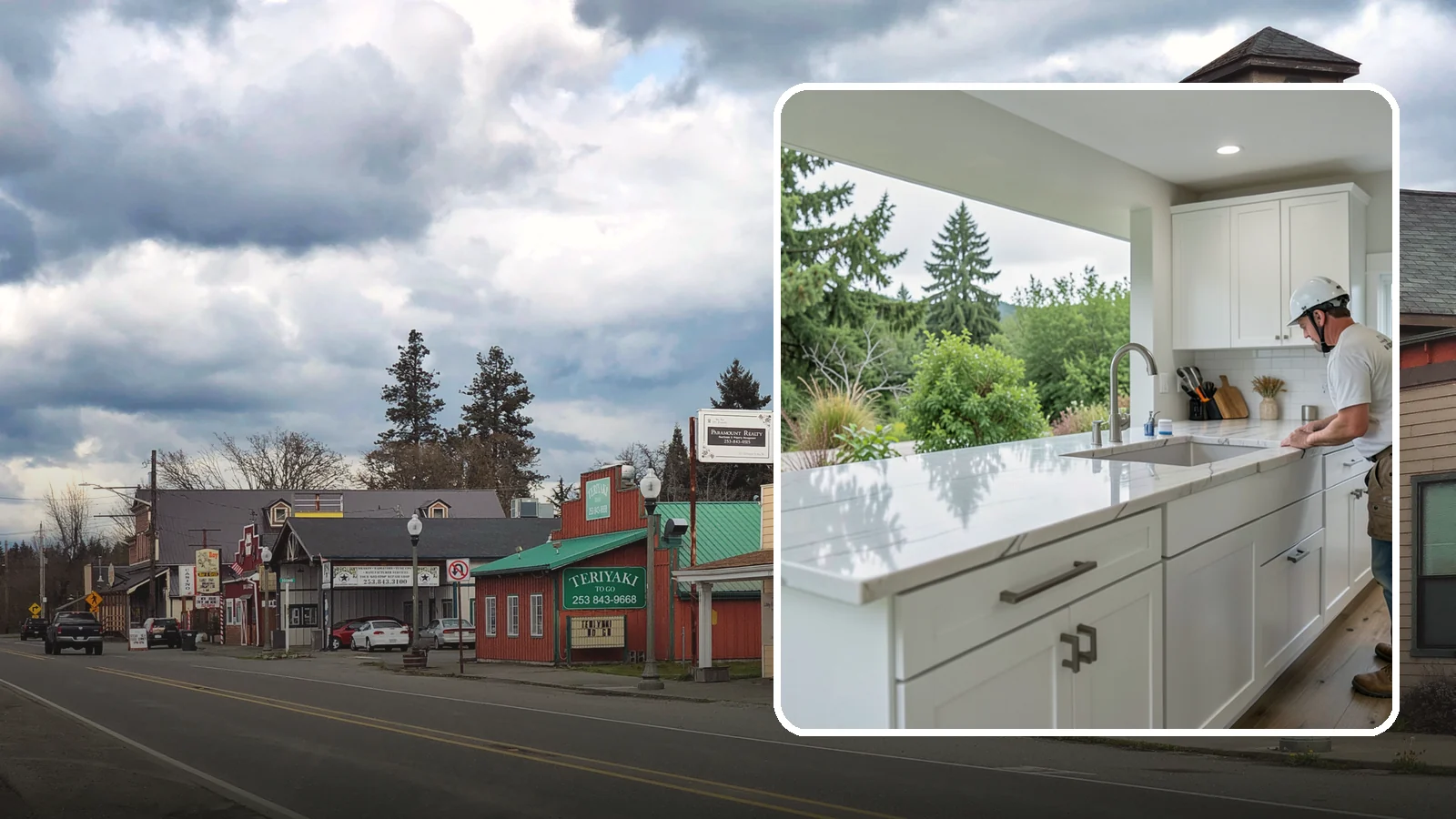 Quartzite Countertop Installation in Roy, Pierce County, WA - Hard-wearing quartzite countertop installation that pairs natural stone beauty with exceptional scratch resistance.