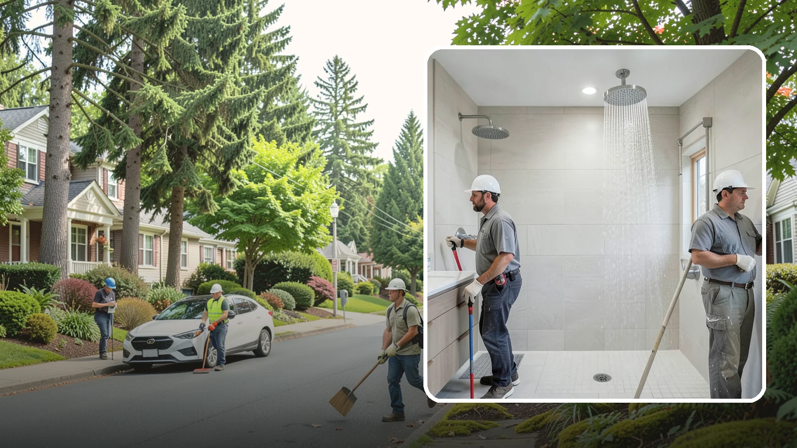 Rainfall Shower Installation in Beaux Arts Village, King County, WA - A rainfall shower installation delivers a gentle, overhead cascade for a spa-like rinse.