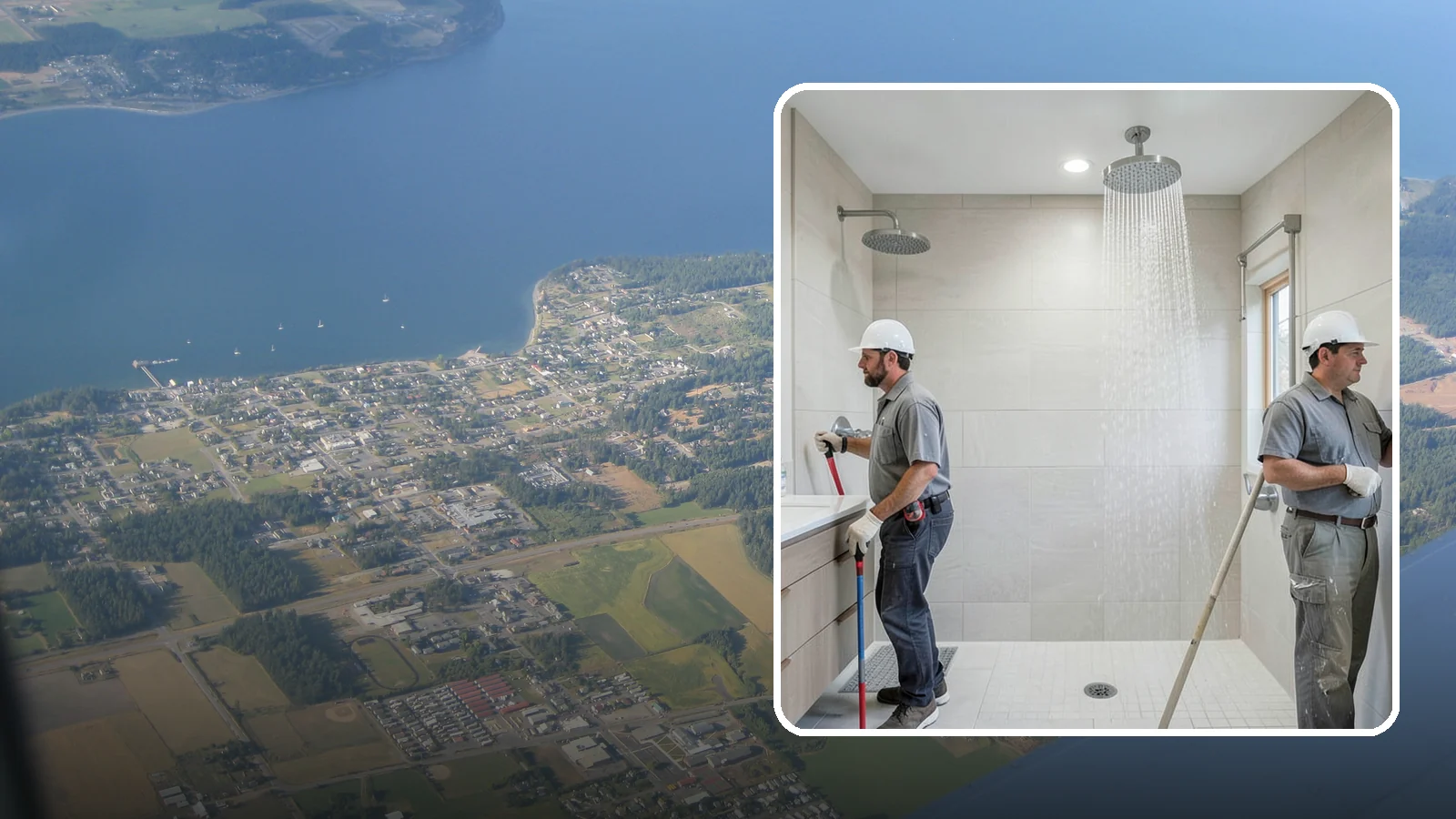 Rainfall Shower Installation in Coupeville, Island County, WA - A rainfall shower installation delivers a gentle, overhead cascade for a spa-like rinse.