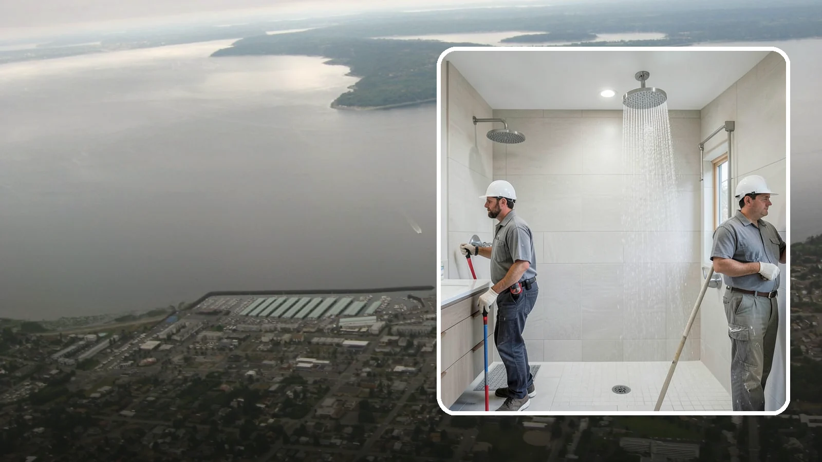 Rainfall Shower Installation in Des Moines, King County, WA - A rainfall shower installation delivers a gentle, overhead cascade for a spa-like rinse.