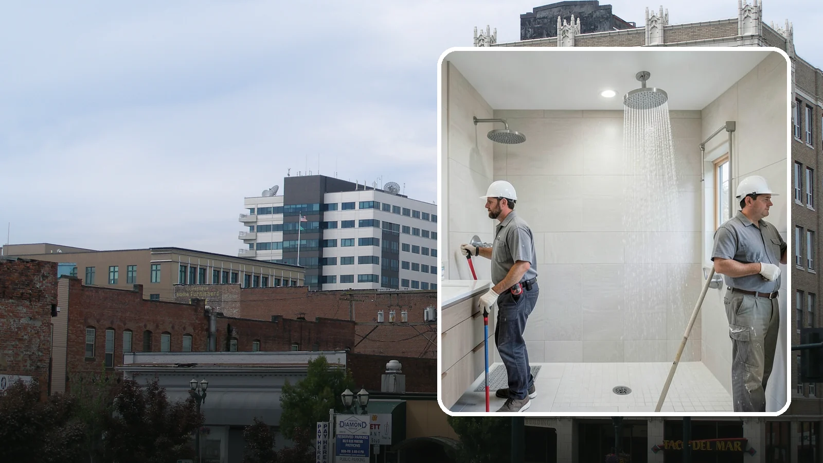 Rainfall Shower Installation in Everett, Snohomish County, WA - A rainfall shower installation delivers a gentle, overhead cascade for a spa-like rinse.