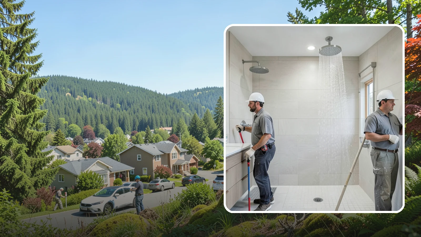 Rainfall Shower Installation in Index, Snohomish County, WA - A rainfall shower installation delivers a gentle, overhead cascade for a spa-like rinse.