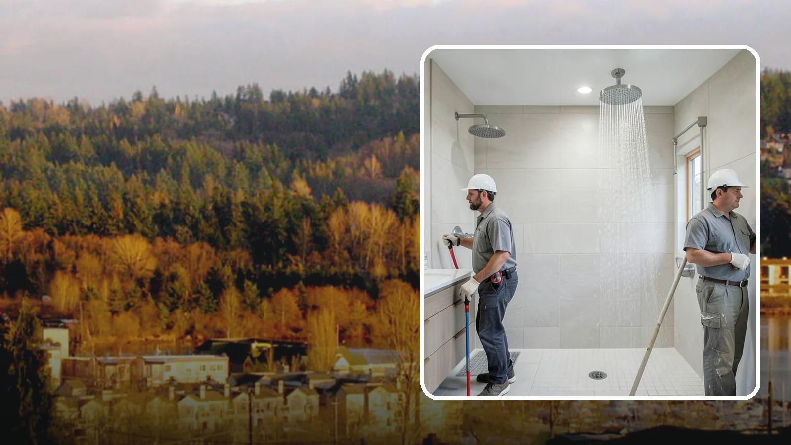 Rainfall Shower Installation in Kenmore, King County, WA - A rainfall shower installation delivers a gentle, overhead cascade for a spa-like rinse.