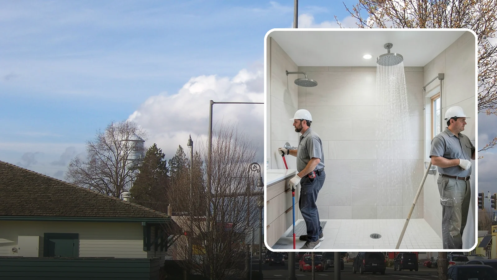 Rainfall Shower Installation in Marysville, Snohomish County, WA - A rainfall shower installation delivers a gentle, overhead cascade for a spa-like rinse.