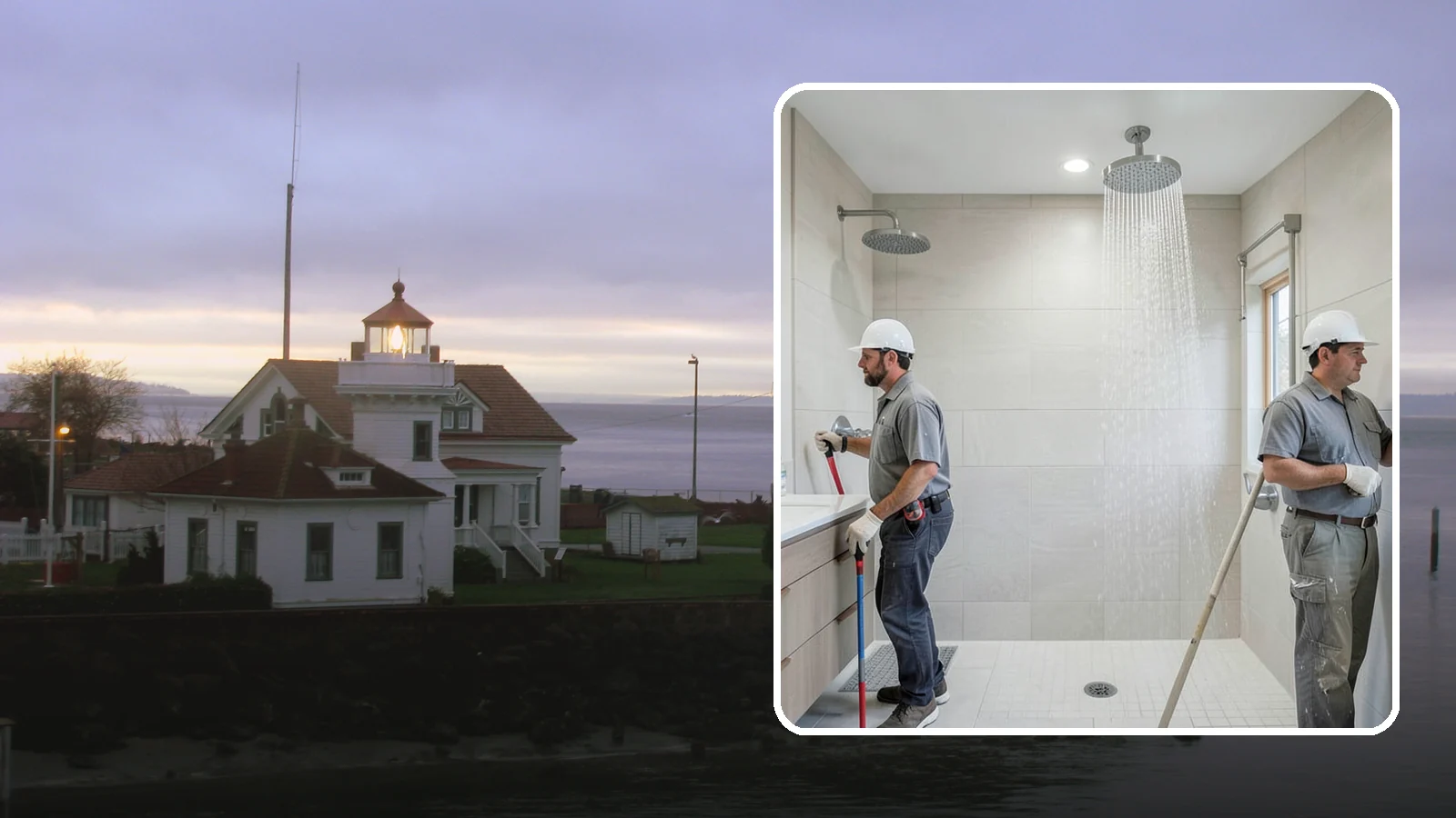 Rainfall Shower Installation in Mukilteo, Snohomish County, WA - A rainfall shower installation delivers a gentle, overhead cascade for a spa-like rinse.