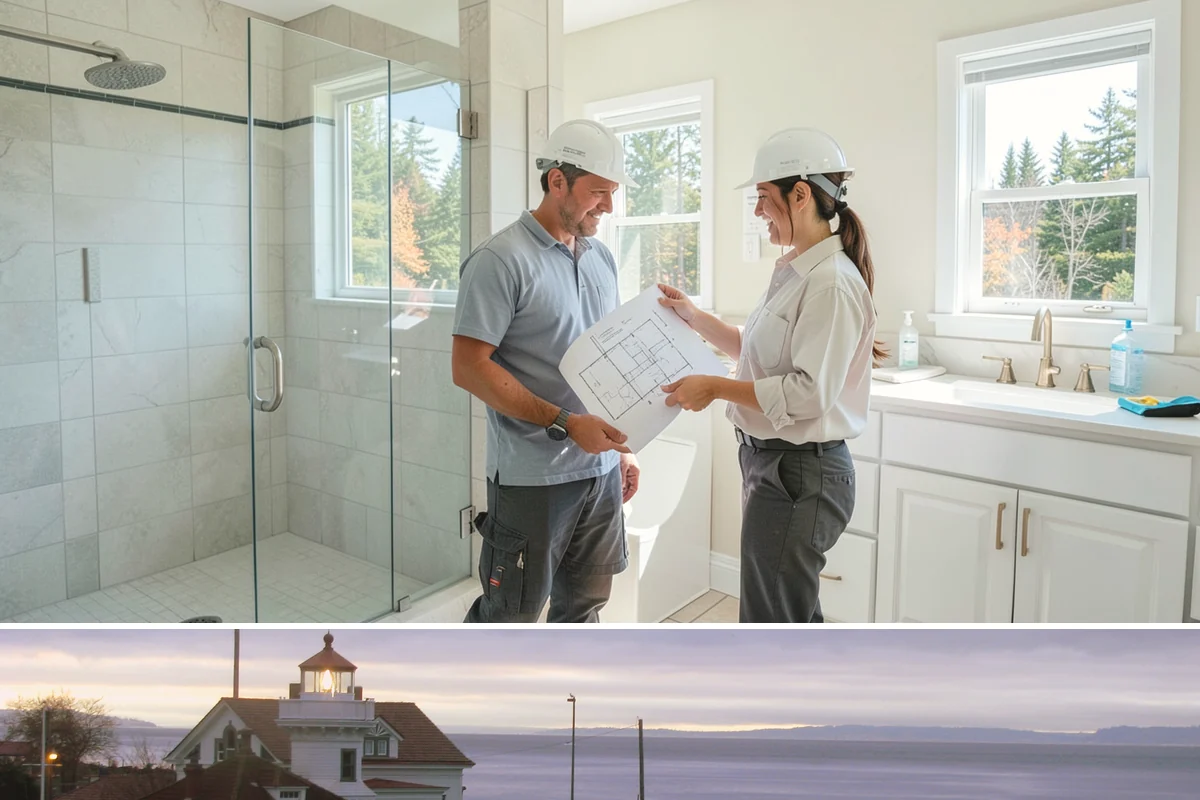 Rainfall Shower Installation in Mukilteo, Snohomish County, WA - A rainfall head is a welcome comfort during long rainy winters, making the cool season a fitting time to install one.