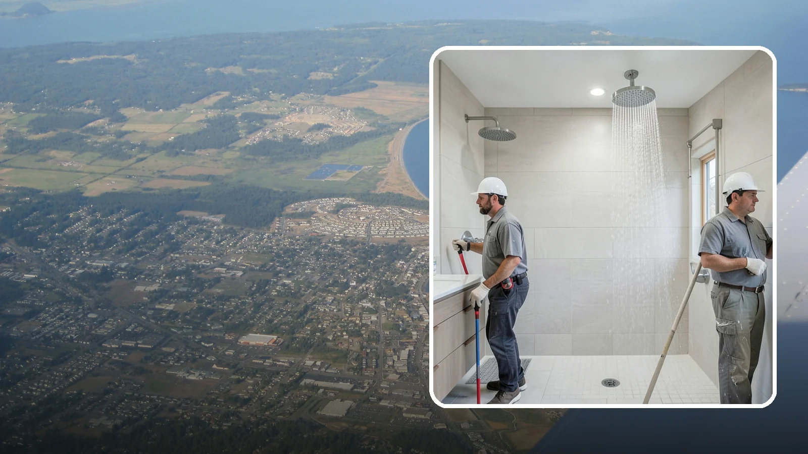Rainfall Shower Installation in Oak Harbor, Island County, WA - A rainfall shower installation delivers a gentle, overhead cascade for a spa-like rinse.