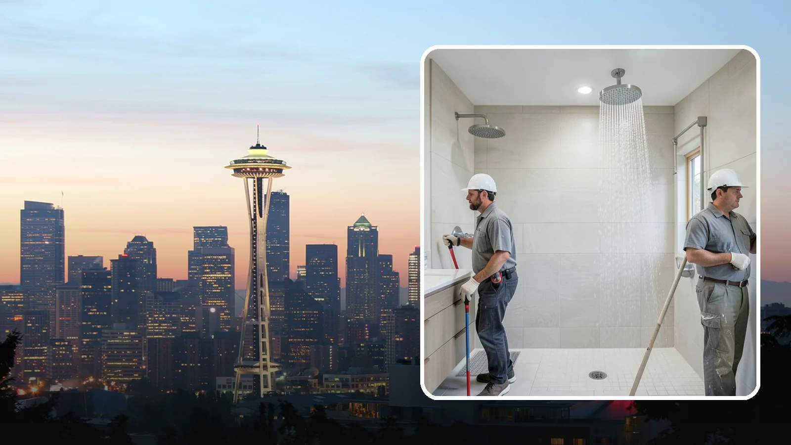 Rainfall Shower Installation in Seattle, King County, WA - A rainfall shower installation delivers a gentle, overhead cascade for a spa-like rinse.