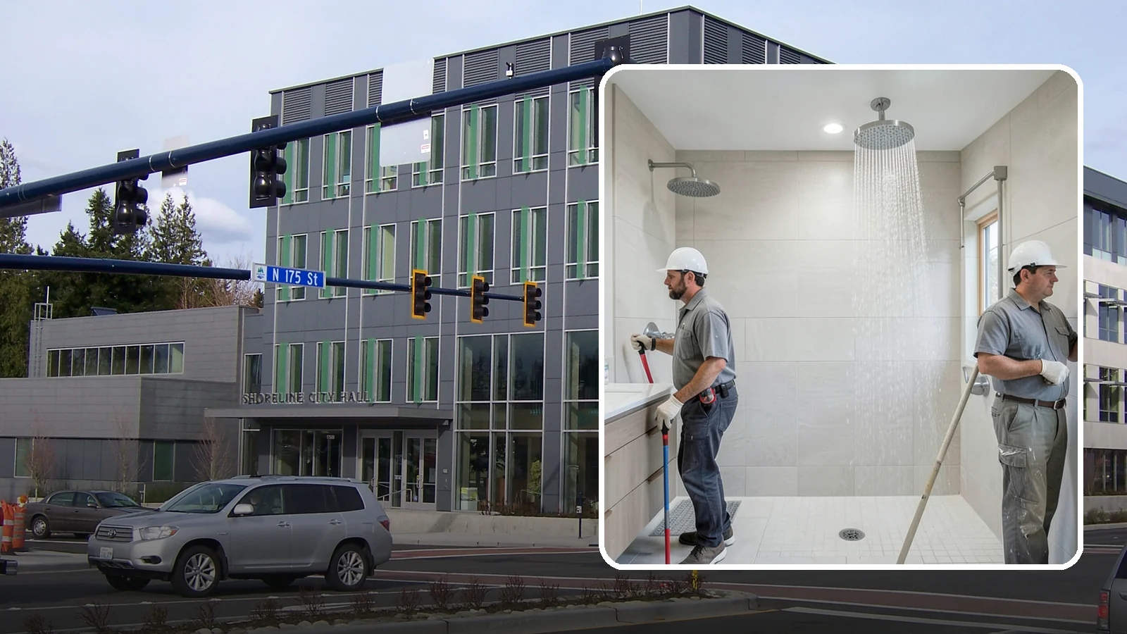 Rainfall Shower Installation in Shoreline, King County, WA - A rainfall shower installation delivers a gentle, overhead cascade for a spa-like rinse.