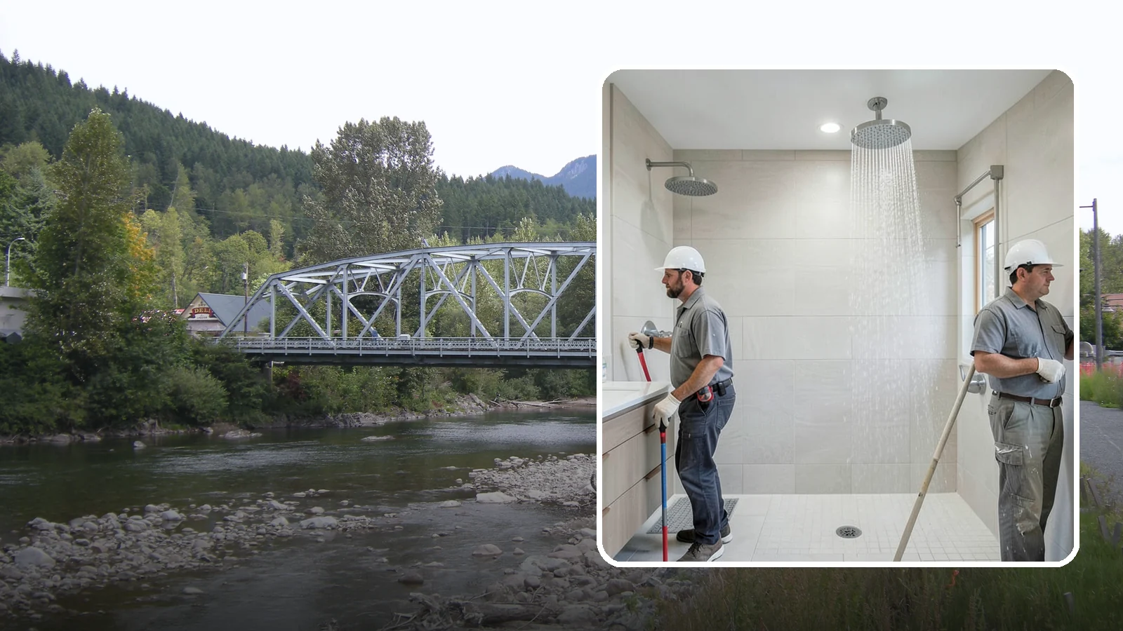 Rainfall Shower Installation in Skykomish, King County, WA - A rainfall shower installation delivers a gentle, overhead cascade for a spa-like rinse.