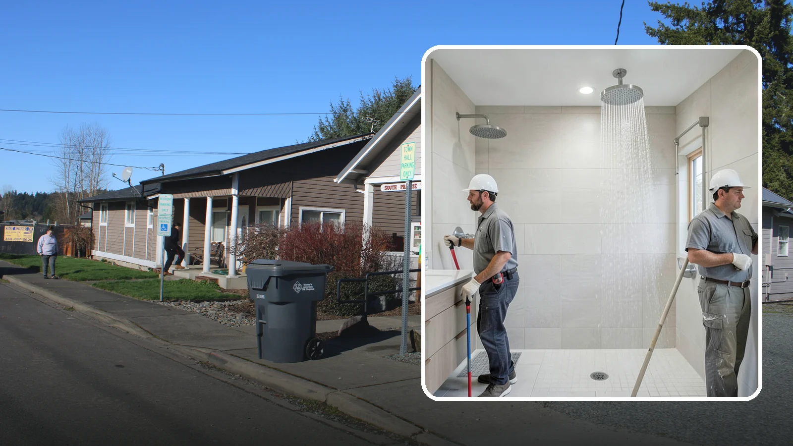 Rainfall Shower Installation in South Prairie, Pierce County, WA - A rainfall shower installation delivers a gentle, overhead cascade for a spa-like rinse.