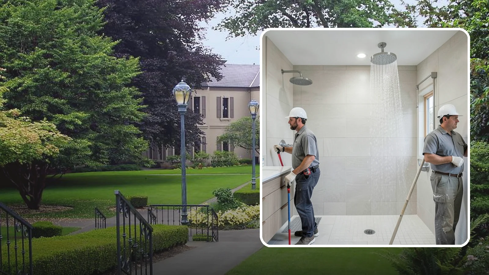 Rainfall Shower Installation in Woodinville, King County, WA - A rainfall shower installation delivers a gentle, overhead cascade for a spa-like rinse.