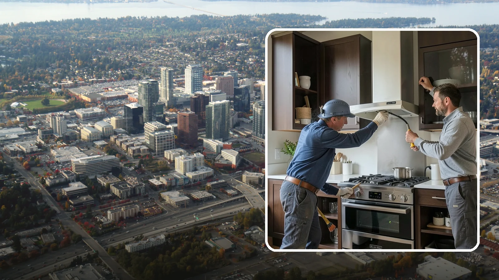 Range Hood Installation in Bellevue, King County, WA - Installing a vented range hood to remove smoke, grease, and moisture from your kitchen air.