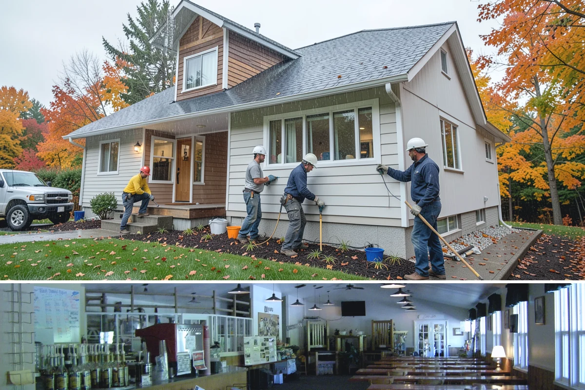 Range Hood Installation in Black Diamond, King County, WA - Cutting an exterior vent penetration is best done during a dry stretch to seal the opening cleanly.