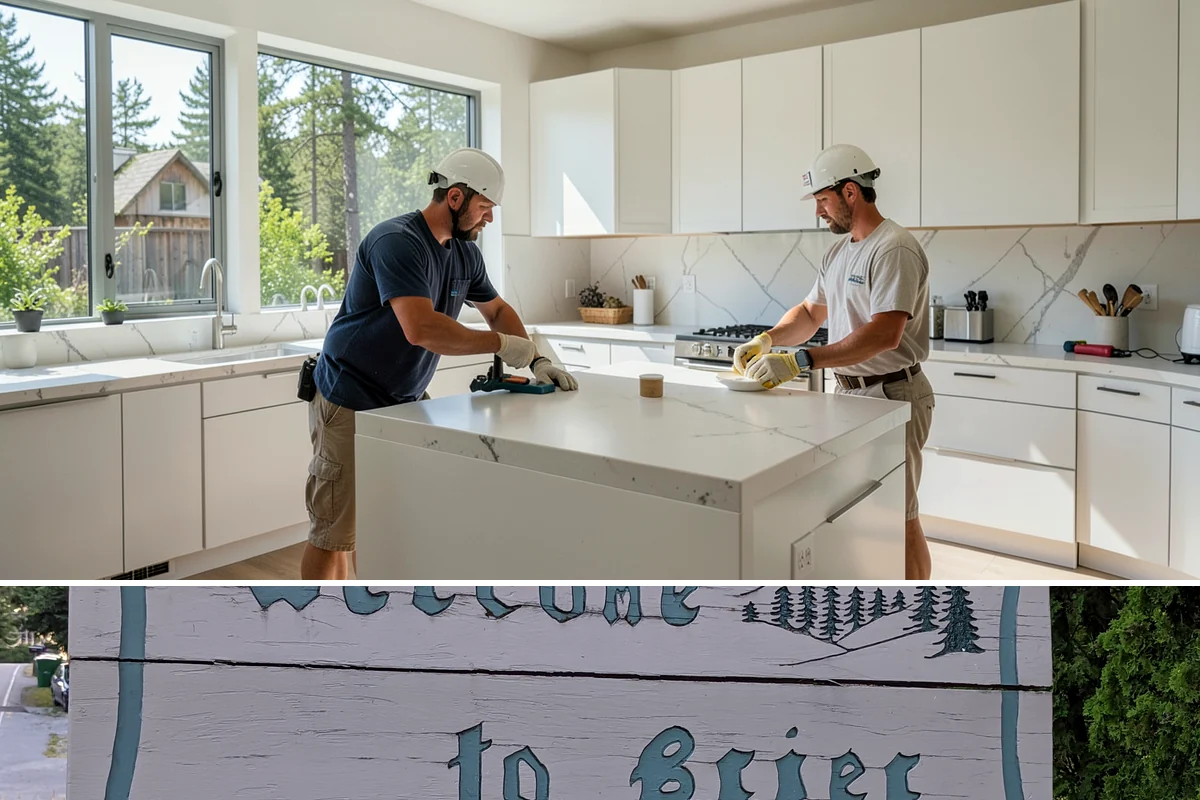 Range Hood Installation in Brier, Snohomish County, WA - Cutting an exterior vent penetration is best done during a dry stretch to seal the opening cleanly.