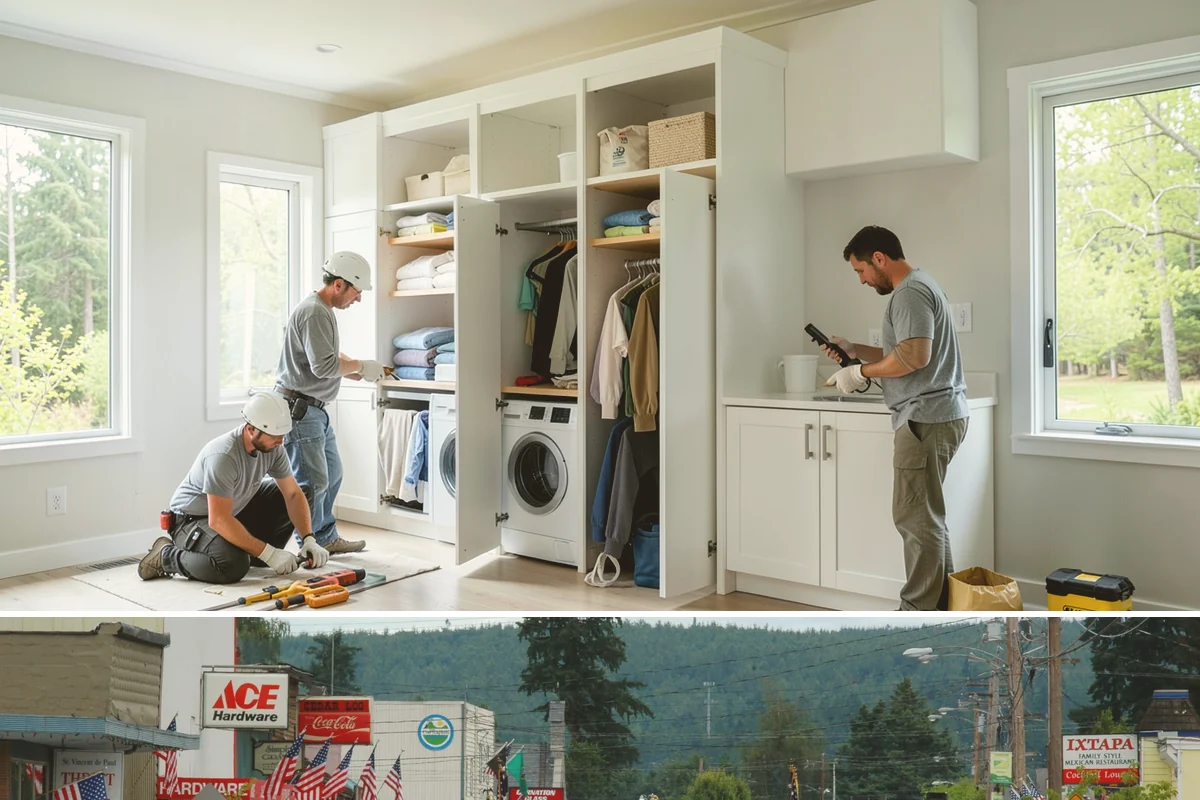Range Hood Installation in Carnation, King County, WA - Cutting an exterior vent penetration is best done during a dry stretch to seal the opening cleanly.