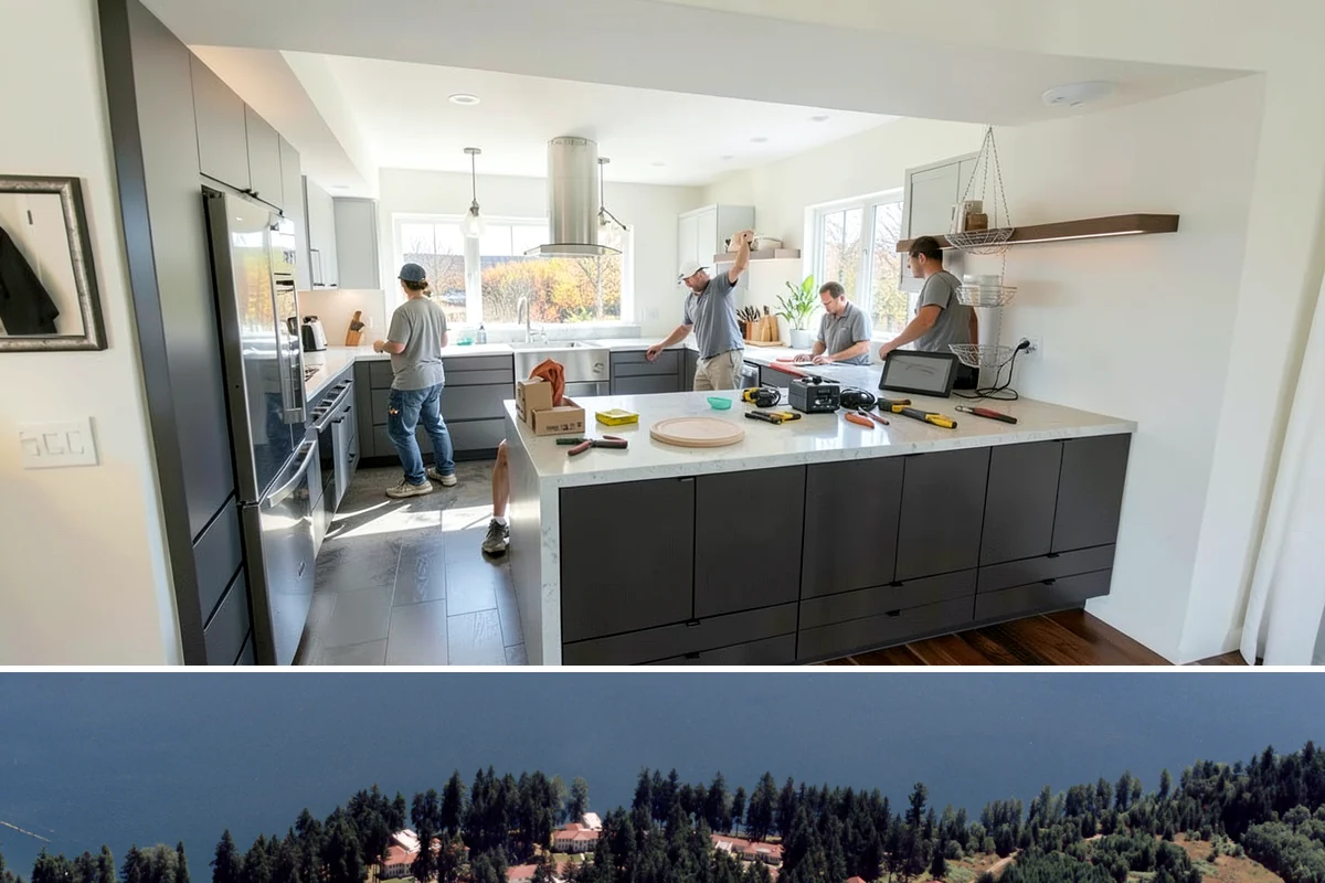 Range Hood Installation in Lakewood, Pierce County, WA - Cutting an exterior vent penetration is best done during a dry stretch to seal the opening cleanly.
