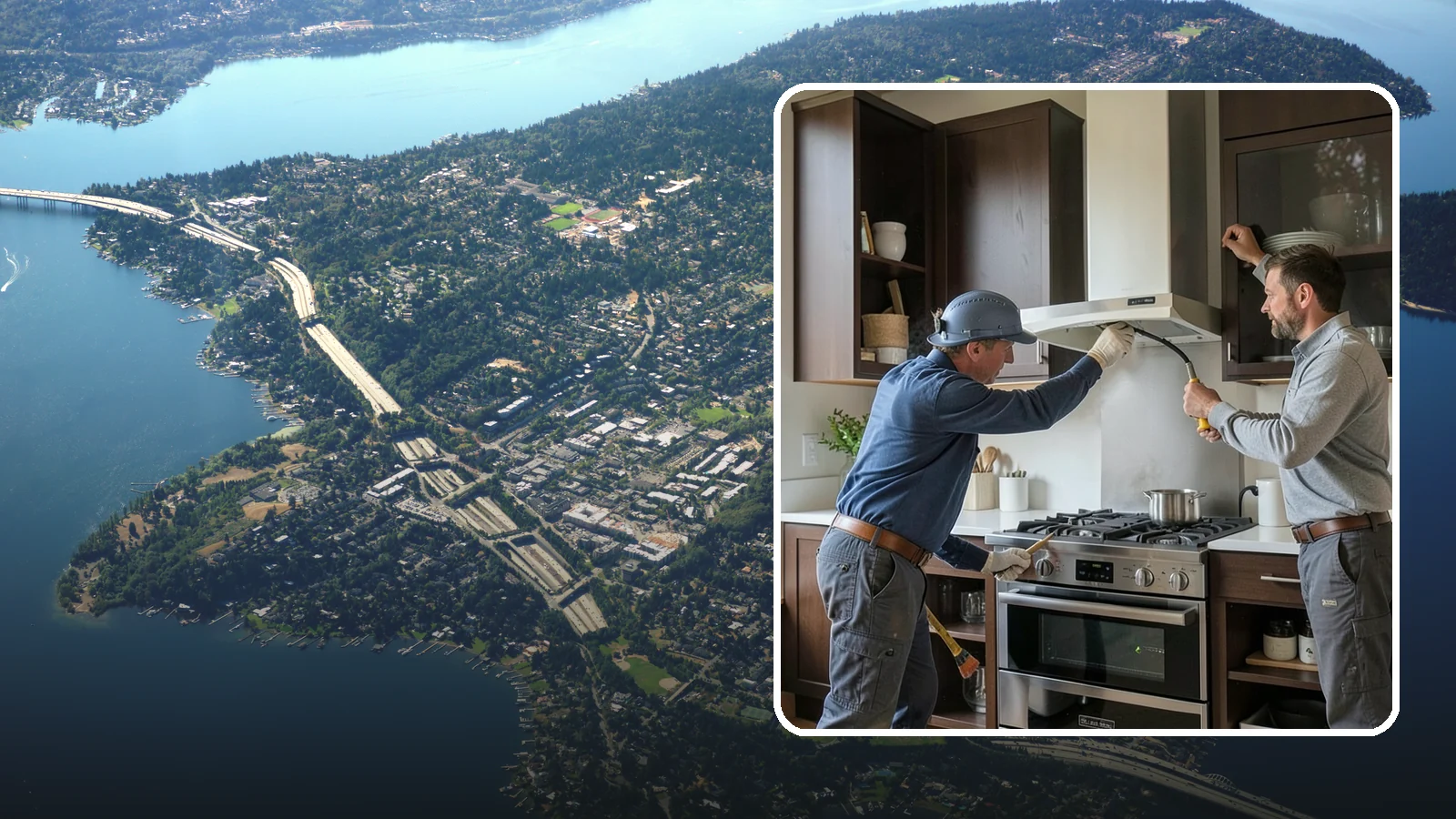 Range Hood Installation in Mercer Island, King County, WA - Installing a vented range hood to remove smoke, grease, and moisture from your kitchen air.