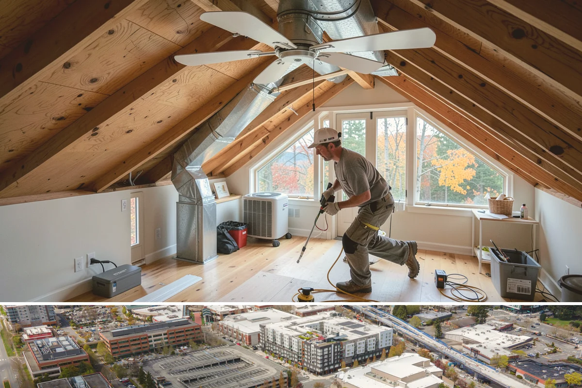 Range Hood Installation in Redmond, King County, WA - Cutting an exterior vent penetration is best done during a dry stretch to seal the opening cleanly.